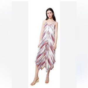 Anthropologie THML Colorful Embroidered Fringe Midi Dress‎ Size Small